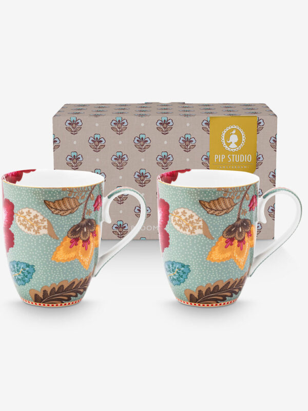 51002598_01-1536x1536 Pip Studio Fantasy Blooming Tales Mavi İkili Büyük Mug Seti 350 ml