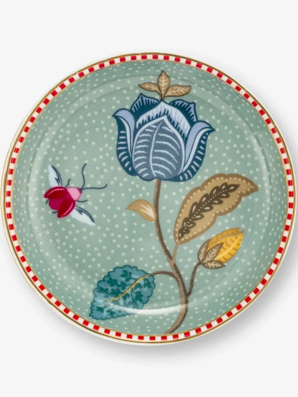 51014003-01 Pip Studio Fantasy Blooming Tales Mavi Çay Tabağı 9 cm
