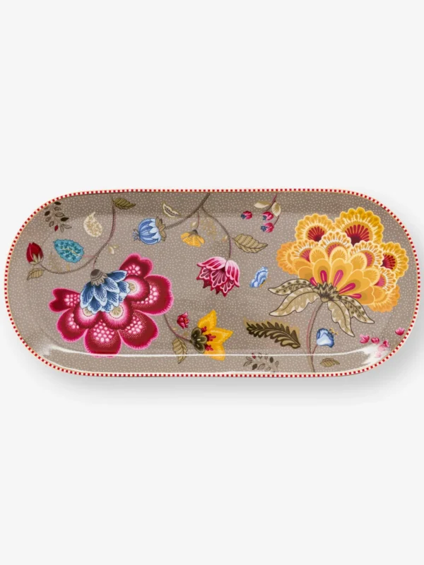 51022002-01 Pip Studio Fantasy Blooming Tales Haki Oval Kek Servis Tabağı 33 cm