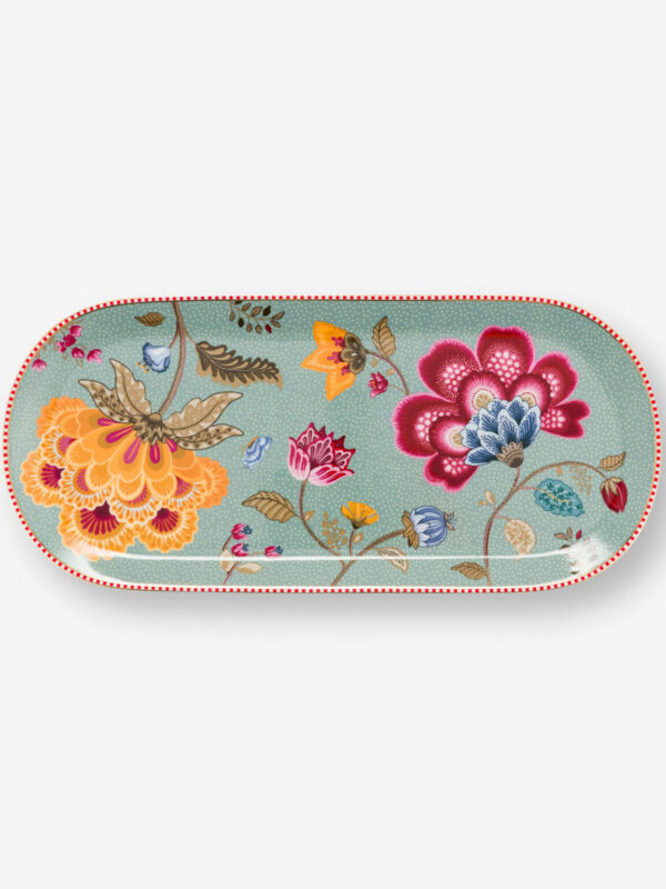 51022003_01-1536x1536 Pip Studio Fantasy Blooming Tales Mavi Oval Kek Servis Tabağı 33 cm
